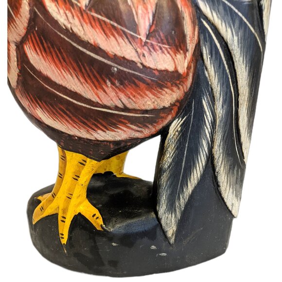 Vintage Hand Carved Rooster Wooden Folk Art Decor Kitchen Farmhouse Rustic - Picture 8 of 9